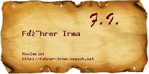 Führer Irma névjegykártya
